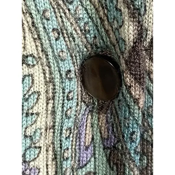Talbots 100% Merino Wool Cardigan Sweater Women’s 2X Paisley Quiet Luxury Pretty - Picture 8 of 14
